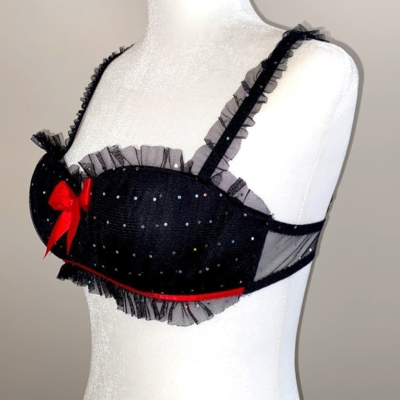 Fredericks of Hollywood tulle & rhinestone bra - Picture 2 of 9